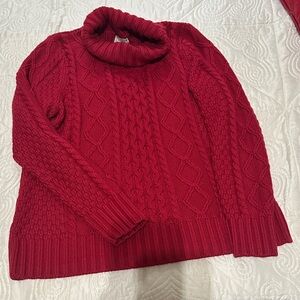 L.L. Bean Women's Rich Red Cowl Neck Sweater